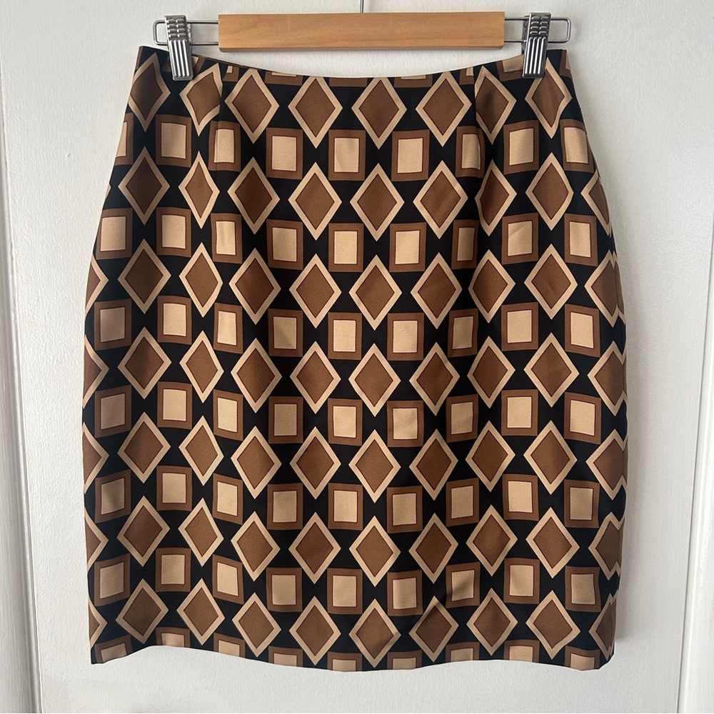 Ann Taylor Silk Geometric Patterned Skirt